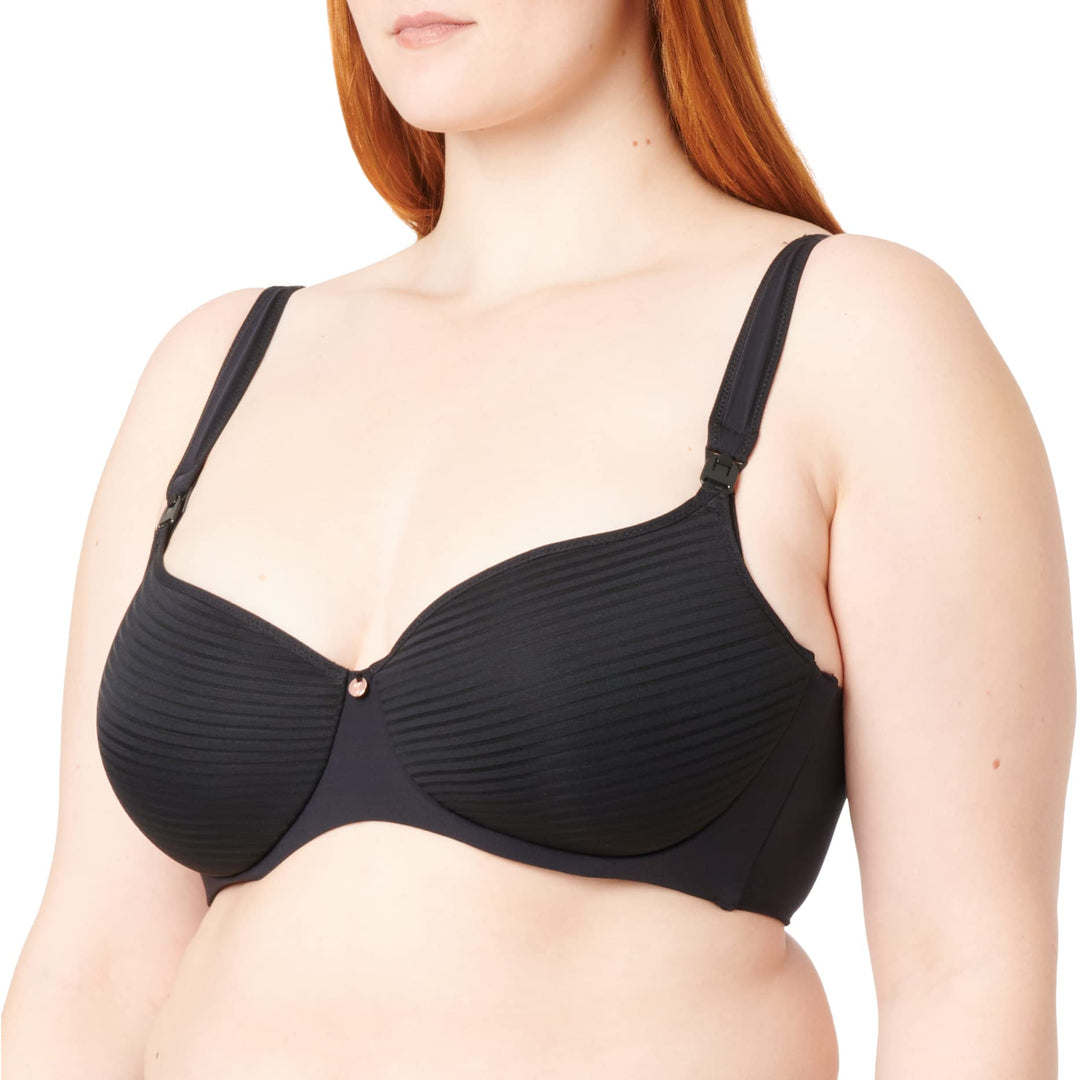 Noppies Women's Spacer Stripe Padded Bra 75B Black - P090, 75B Black - P090