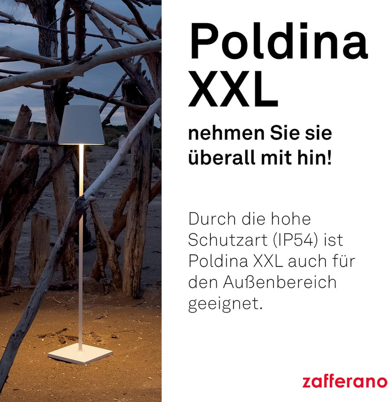 Zafferano Poldina Pro XXL - Dimmbare LED-Tischlampe aus Aluminium, Schutzart IP54, Innen-/Aussenbere