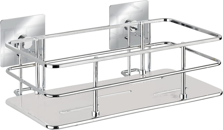 WENKO Turbo-Loc® Edelstahl Wandablage Quadro - Befestigen ohne Bohren, Edelstahl rostfrei, 24 x 10 x