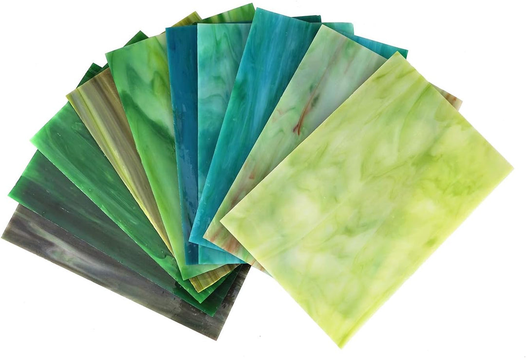 Lanyani 10 Blatt Vielfalt Buntglas-Blätter, 10,2 x 15,2 cm grosse Kathedrale Glasmosaikfliesen zum B