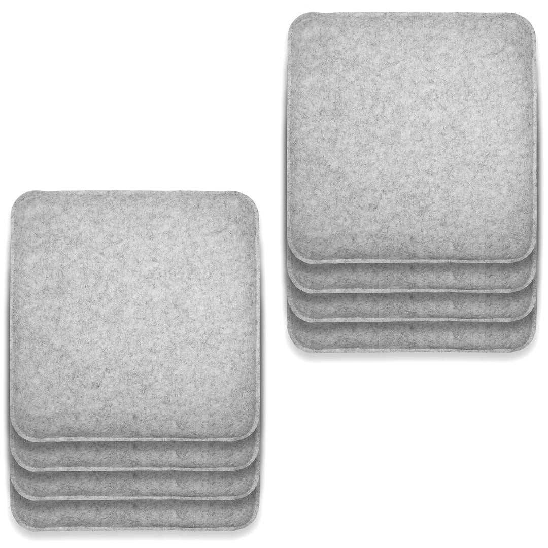 Rubberneck 8er Set rutschfeste Filz Sitzkissen eckig, Stuhlkissen mit Antirutsch-Noppen, hellgrau He