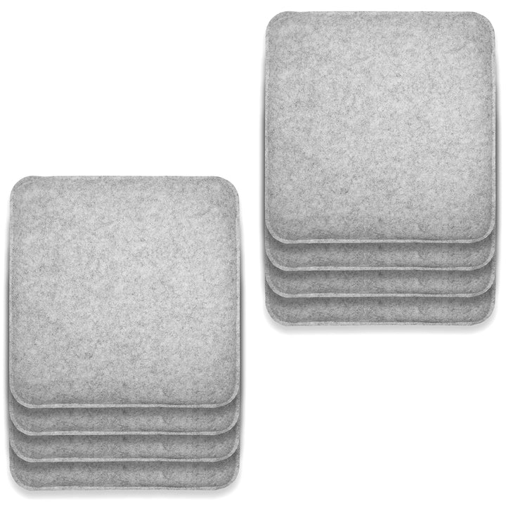 Rubberneck 8er Set rutschfeste Filz Sitzkissen eckig, Stuhlkissen mit Antirutsch-Noppen, hellgrau He