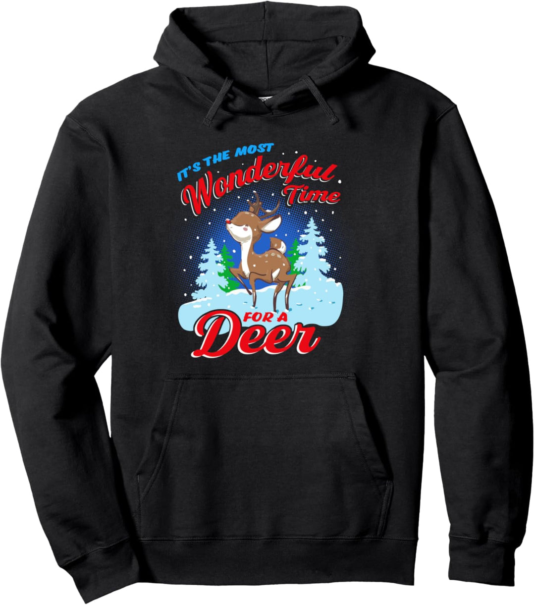 Es ist die schönste Zeit für ein Reh Funny Kids Christmas Pullover Hoodie