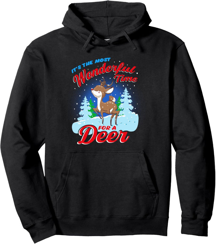 Es ist die schönste Zeit für ein Reh Funny Kids Christmas Pullover Hoodie