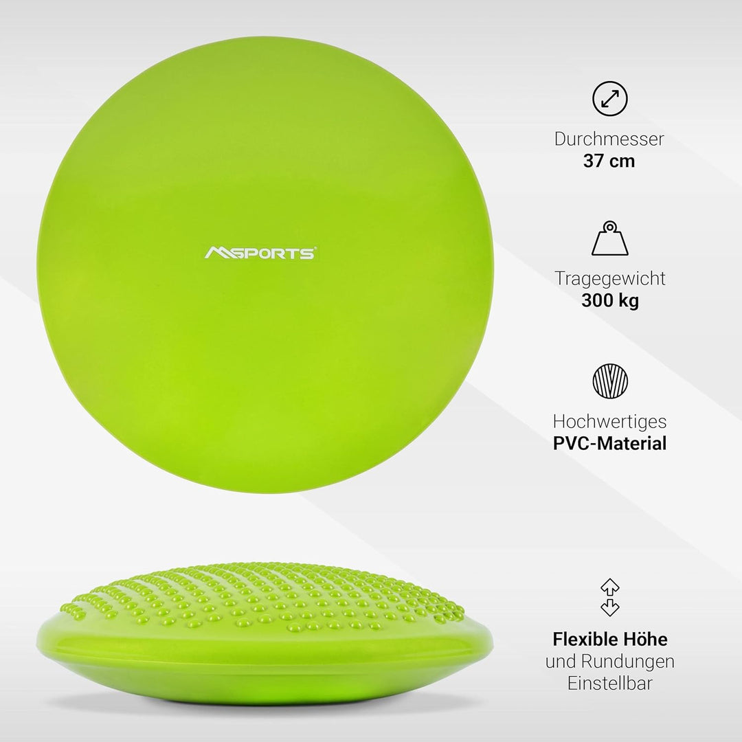 MSPORTS Ballsitzkissen inkl. Pumpe und Übungsposter | ca. 32 cm Durchmesser mit Noppenoberfläche - i
