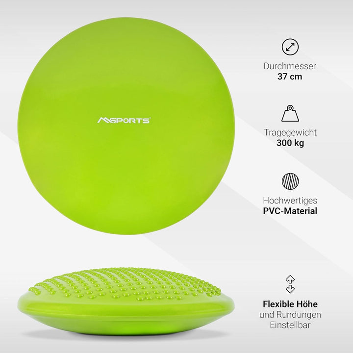 MSPORTS Ballsitzkissen inkl. Pumpe und Übungsposter | ca. 32 cm Durchmesser mit Noppenoberfläche - i
