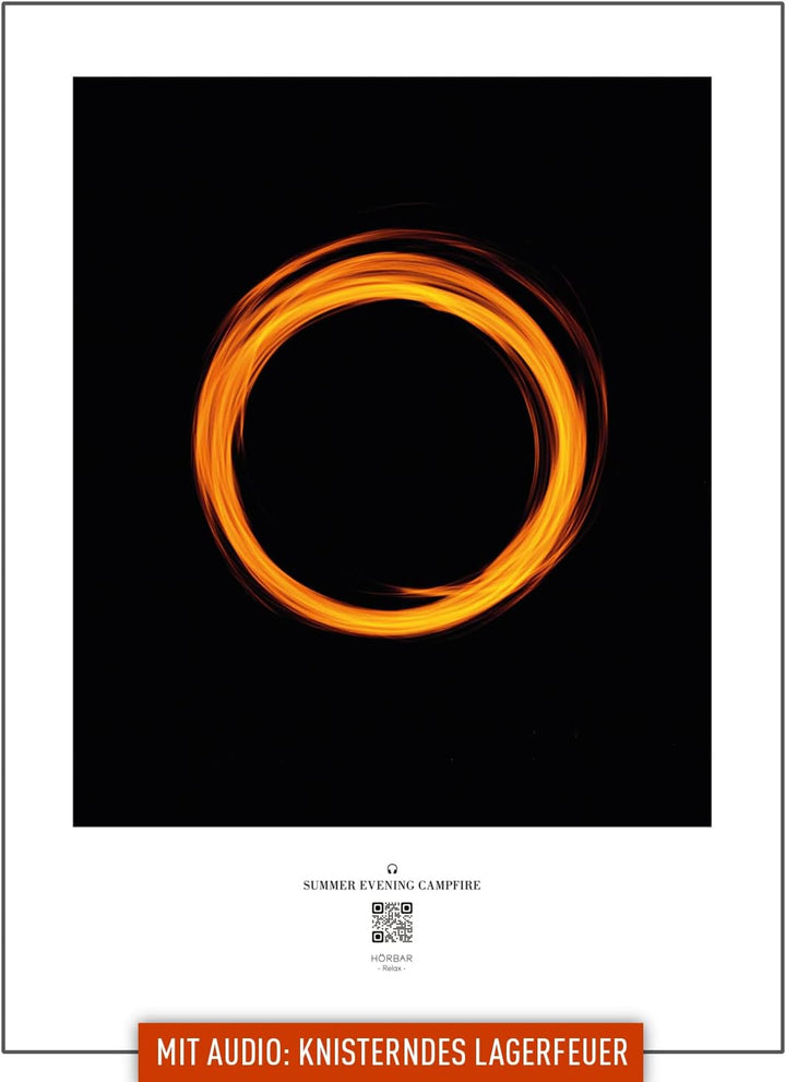 HÖRBAR RELAX | Hörbild | SUMMER EVENING CAMPFIRE | Ring of fire | Im Rahmen Weisser Rahmen 32,5cm 42