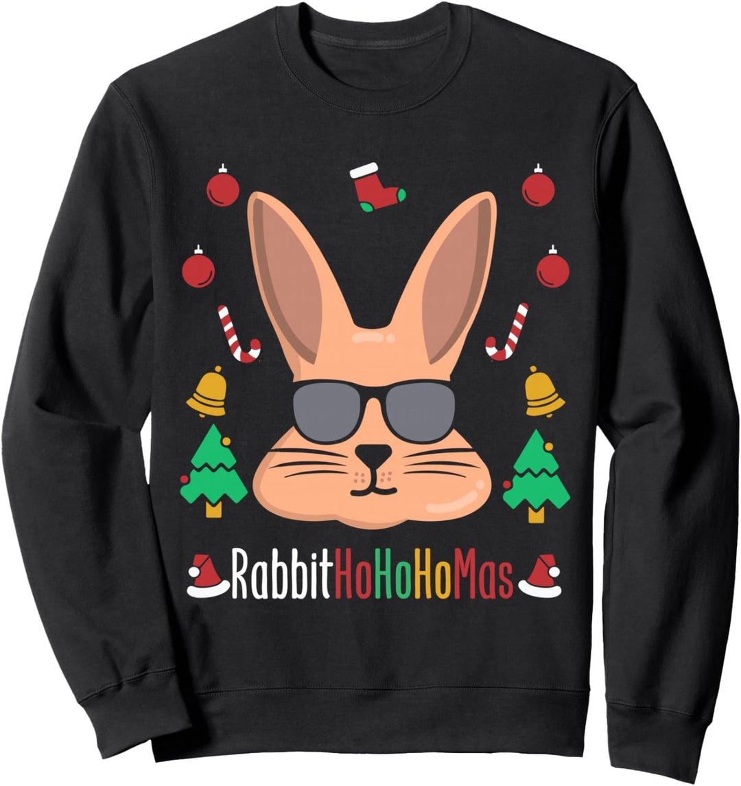 RabbitHoHoHoMas Hase mit Brille Weihnachten Kaninchen Sweatshirt