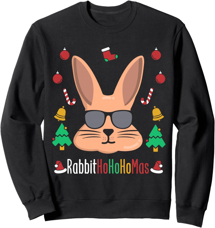 RabbitHoHoHoMas Hase mit Brille Weihnachten Kaninchen Sweatshirt