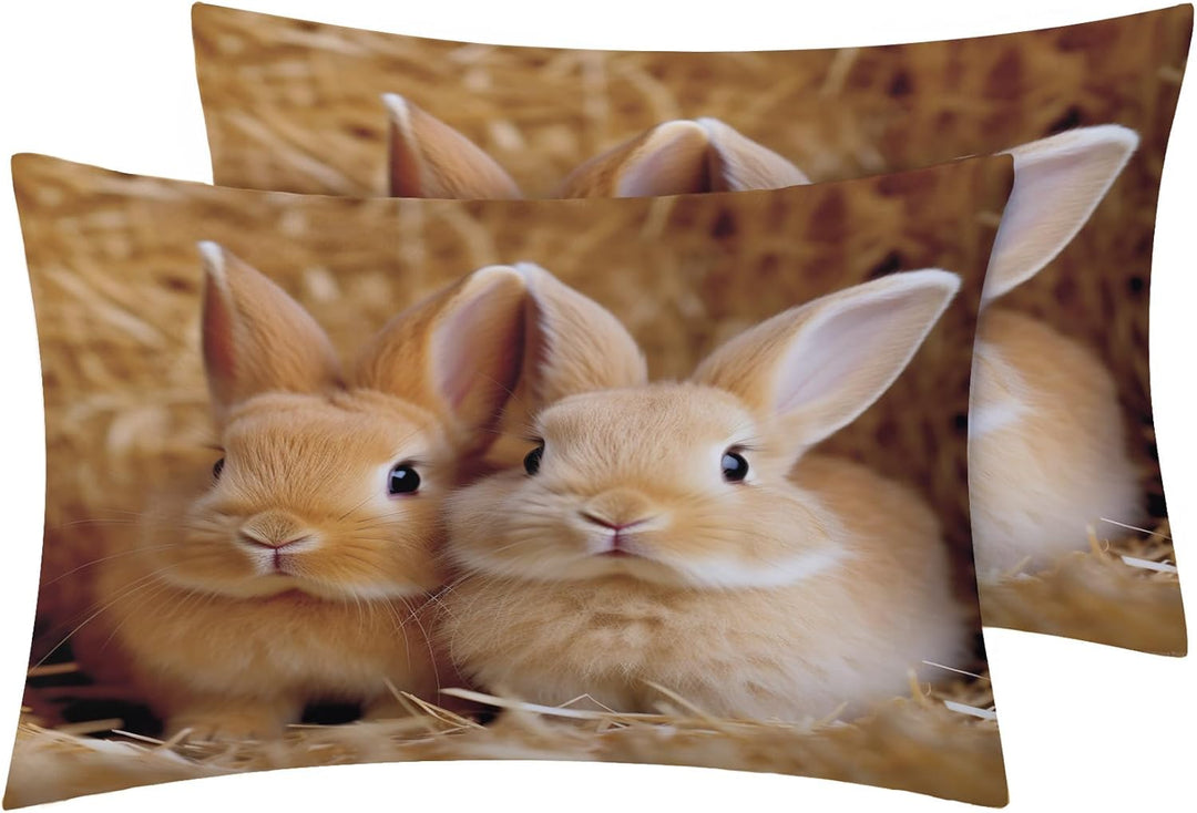 GEDAEUBA Winter Bettwäsche 140x200 Kaninchen - Hase Bettbezug 140x200 2er Set, Wendebettwäsche und K
