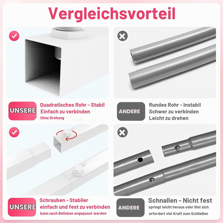 Hochzeitsbogen-Hintergrundständer, quadratisch, Hochzeitsbögen für Zeremonie, weisser Metallbogenstä