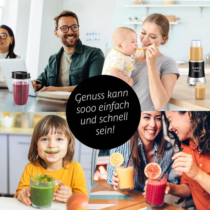 GOURMETmaxx Nutrition Mixer | Smoothie Maker mit XXL-Zubehörset | Standmixer 11-tlg. | Blender mit R