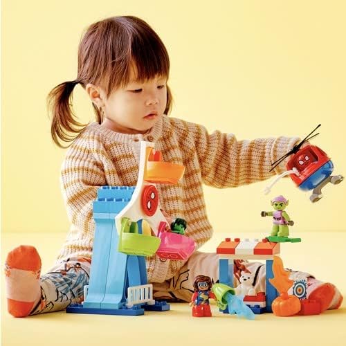 LEGO 10963 DUPLO Marvel Spider-Man & Friends: Jahrmarktabenteuer, Freizeitpark mit Spielzeug-Hubschr