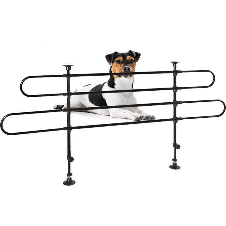 BAKAJI Universal Hundegitter mit Teleskopstange, Gepäcknetz für Tiertransport, verstellbares Eisen,