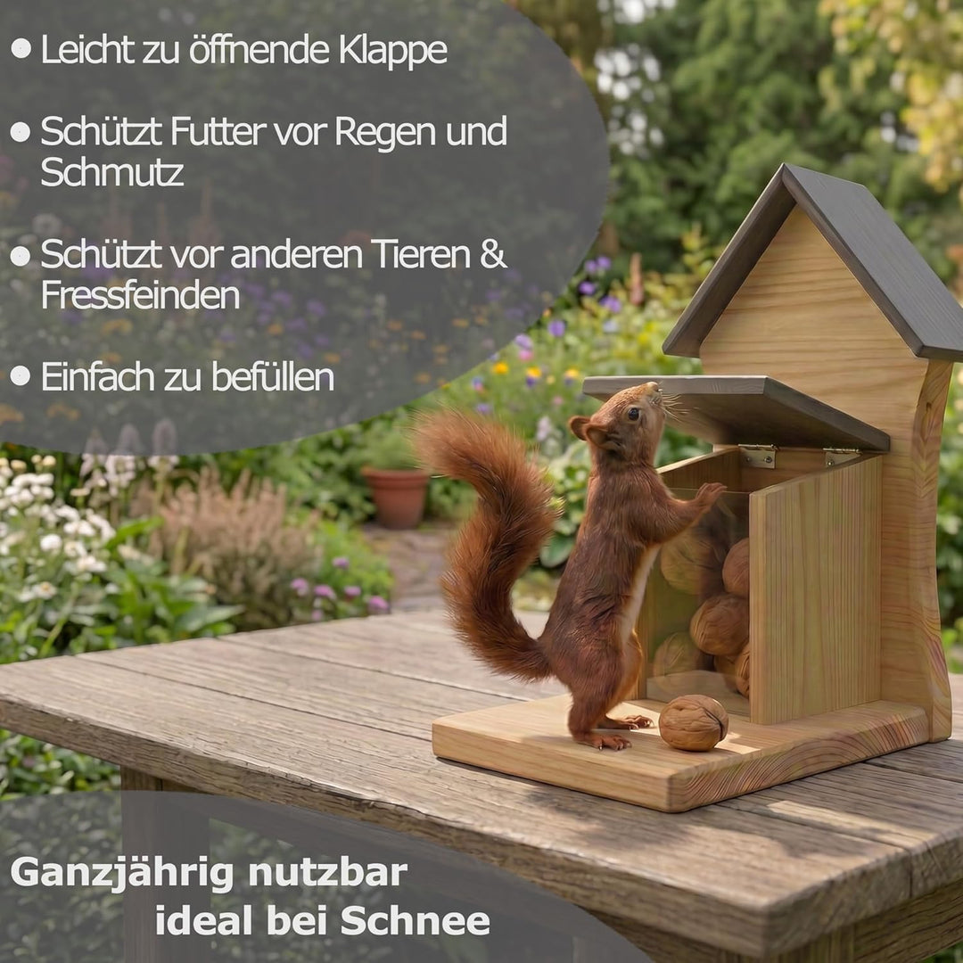 DAdie Eichhörnchen Futterhaus - Wetterfeste und Robuste Eichhörnchen Futterstation - zum Hängen oder