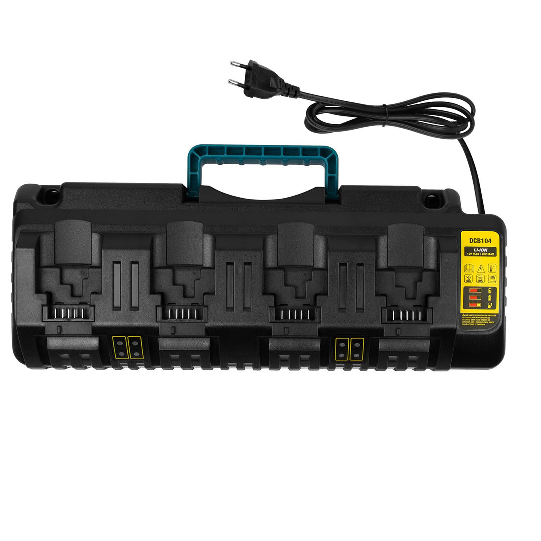ASUNCELL 4 Ports Akku Ladegerät Kompatibel mit Dewalt 18V XR DCB104, 3.0A 12V-20V MAX Li-Ion Schnell