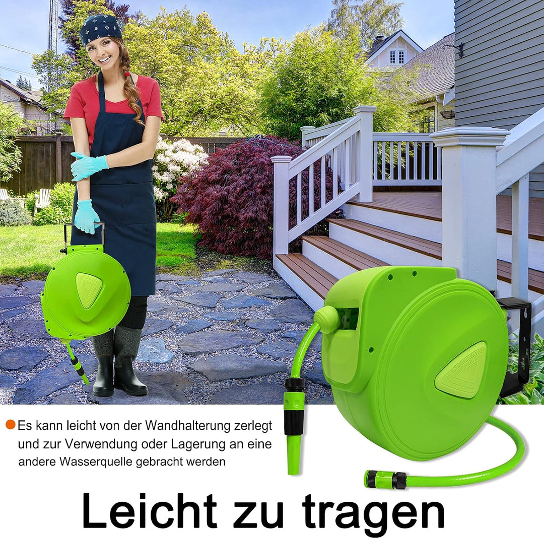 Schlauchtrommel, Automatische Schlauchaufroller, Schlauchaufroller Gartenschlauch Wand-Schlauchbox m