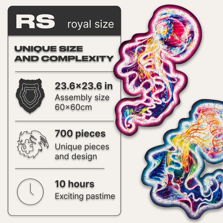 UNIDRAGON Original Holzpuzzle — Wandernde Qualle, 700 Teile, Royal Grösse 23.6 x 23.6 Zoll (60 x 60