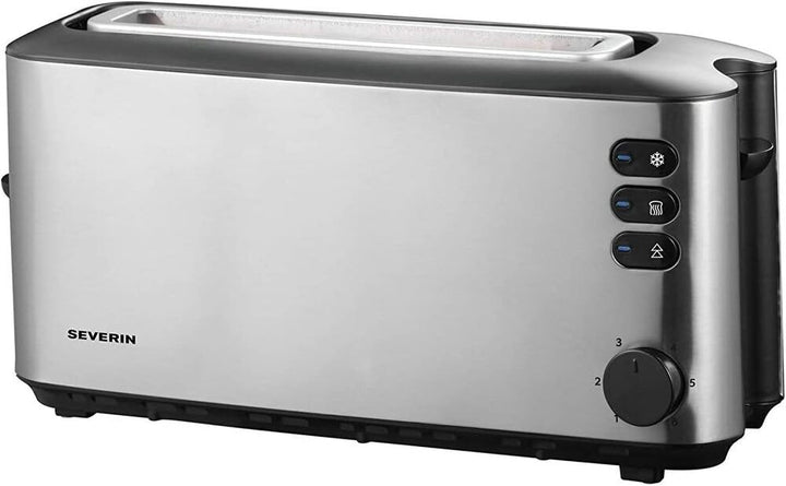 SEVERIN Automatik-Langschlitztoaster, Automatik-Toaster mit Brötchenaufsatz, Edelstahl Toaster zum T