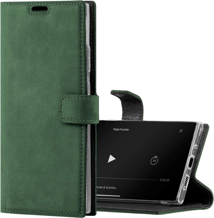 SURAZO Handyhülle für Samsung S10 hülle Premium RFID Echt Lederhülle Schutzhülle mit Standfunktion -