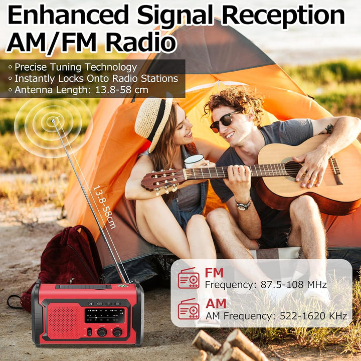Kurbelradio 27000mAh, Notfallradio Solar Kurbel FM/AM Mit Bluetooth, SOS Alarm Emergency Radio, Kurb