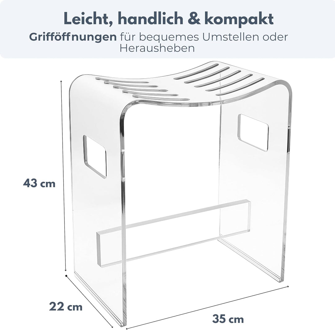 StarK Duschhocker 2 er Set modern aus klarem Acryl – Stabiler Duschstuhl bis 120 kg belastbar | Desi