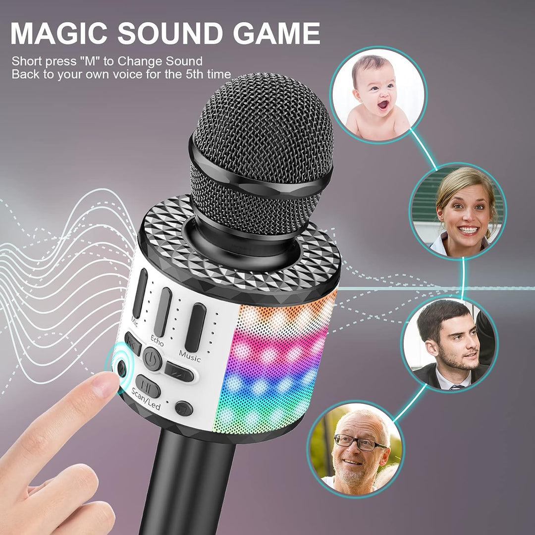 Karaoke Mikrofon, LED Drahtloses Bluetooth zum Singen mit Lautsprecher, Spielzeug Kinder, Heim KTV M
