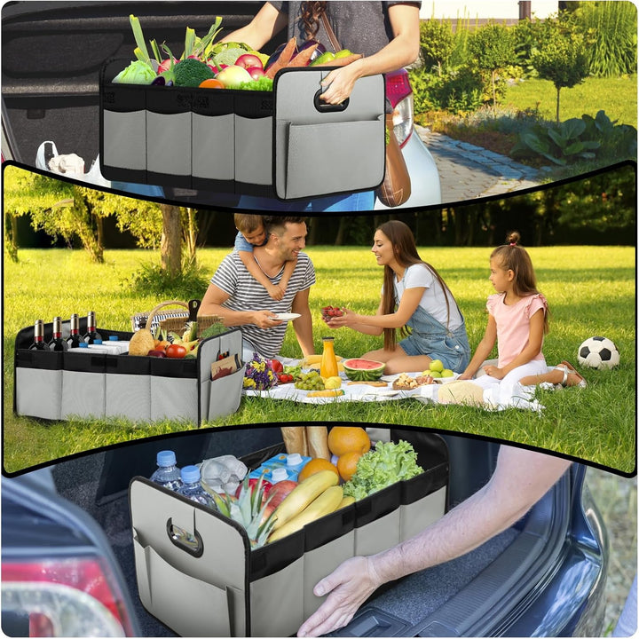Kofferraum-Organizer Faltbar 70L – Grosse Auto Kofferraumtasche mit 10 Seitenfächern & Verstärktem B