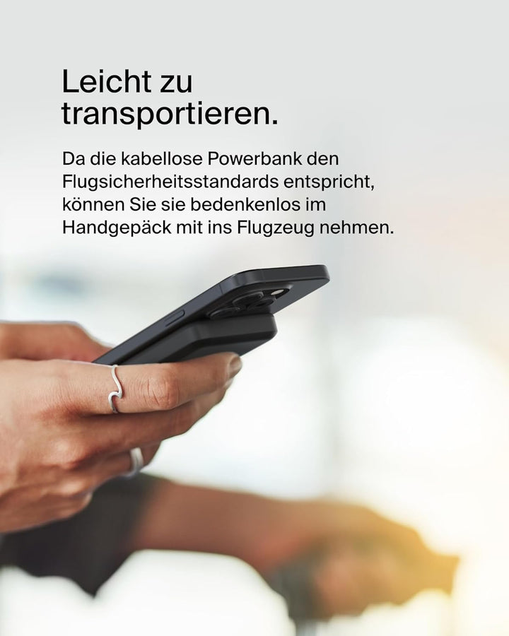 Belkin BoostCharge Pro Kabellose Powerbank 5000mAh mit Qi2, MagSafe-Kompatibles Tragbares Ladegerät