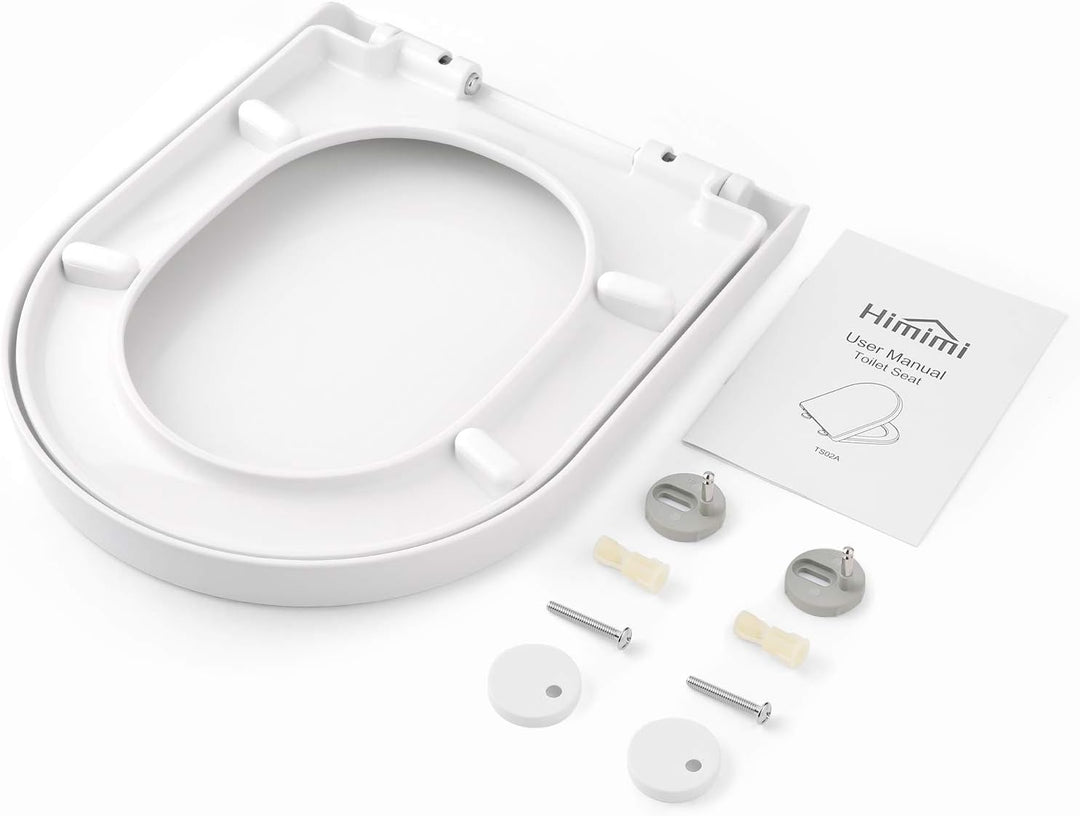 Himimi WC Sitz mit Absenkautomatik, Toilettendeckel D-Form mit Einstellbares Edelstahlscharnier, Klo