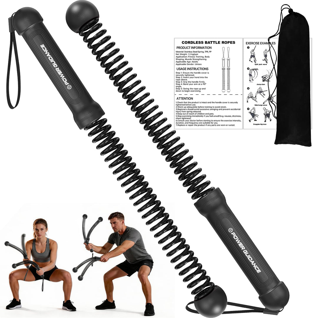 POWER GUIDENCE 2 Stück kabellose Battle Ropes Fitnessseile, tragbare Trainingsseile für Home Gym &amp; H