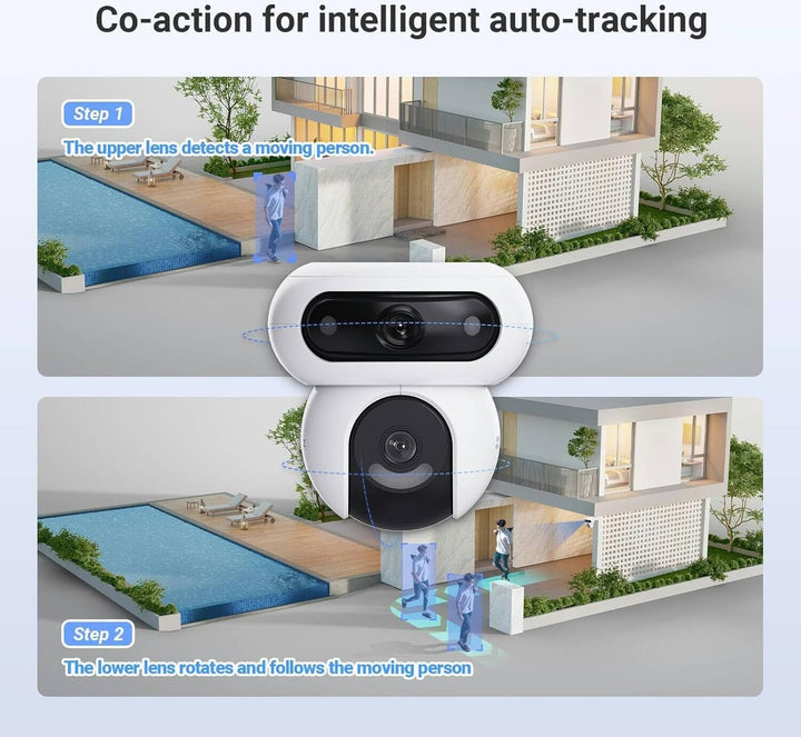 EZVIZ HB90x Smart Outdoor Überwachungskamera, 2K Dual Lens 360° Winkel, 10400mAh Batteriebetrieben,