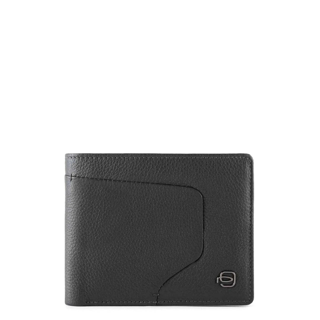 PIQUADRO Akron Herren Leder Geldbörse mit Münzfach, Schwarz, 12X9,5X1,5, Zeitgenössisch, Schwarz