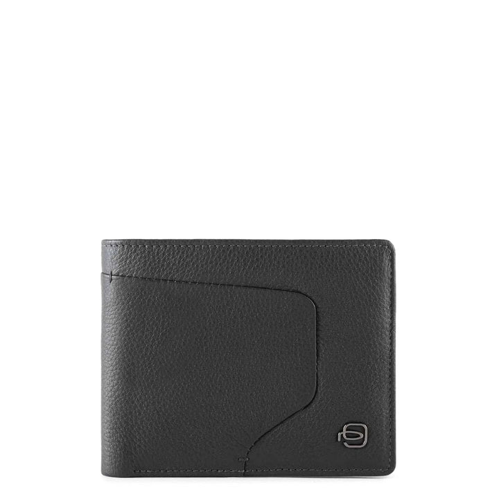 PIQUADRO Akron Herren Leder Geldbörse mit Münzfach, Schwarz, 12X9,5X1,5, Zeitgenössisch, Schwarz
