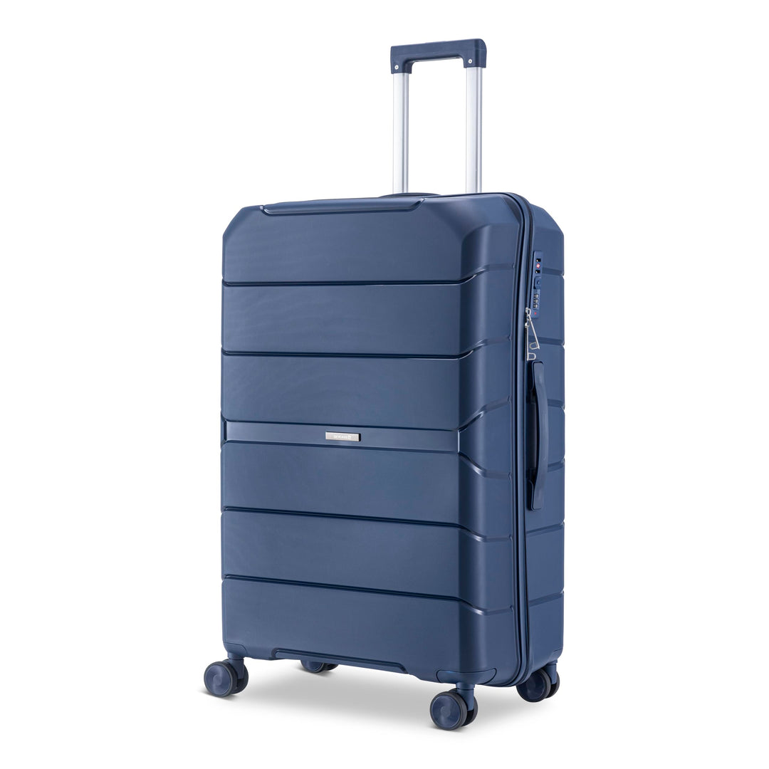 Urban Adventurer Reisekoffer 79L – Dunkelblau – Trolley mittelgross Hartschale mit Zahlenschloss & 4
