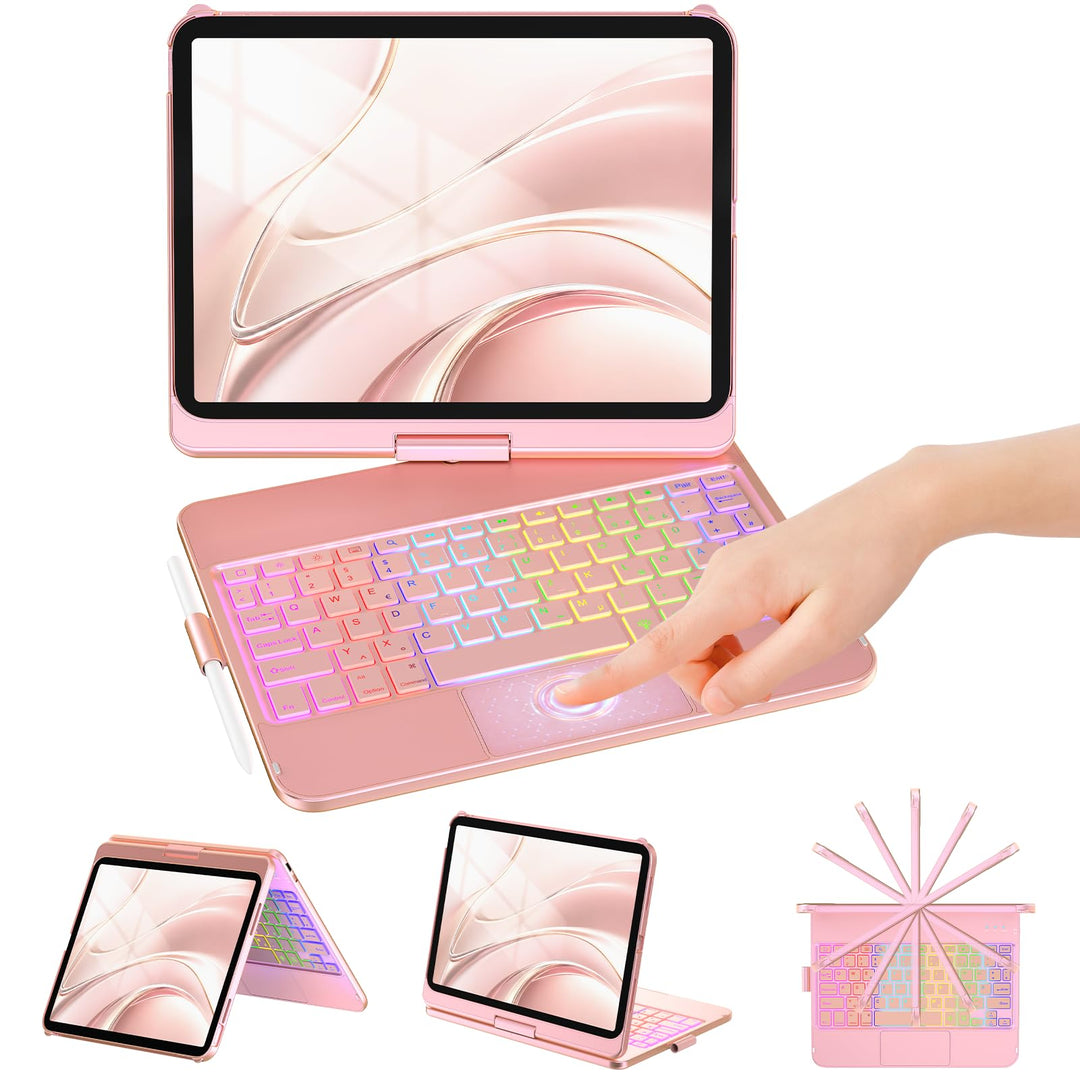 KBCASE Bluetooth Tastatur Schutzhülle für iPad 10 (2022/11. Generation) A16 2025 (10,9/11 Zoll) Mit