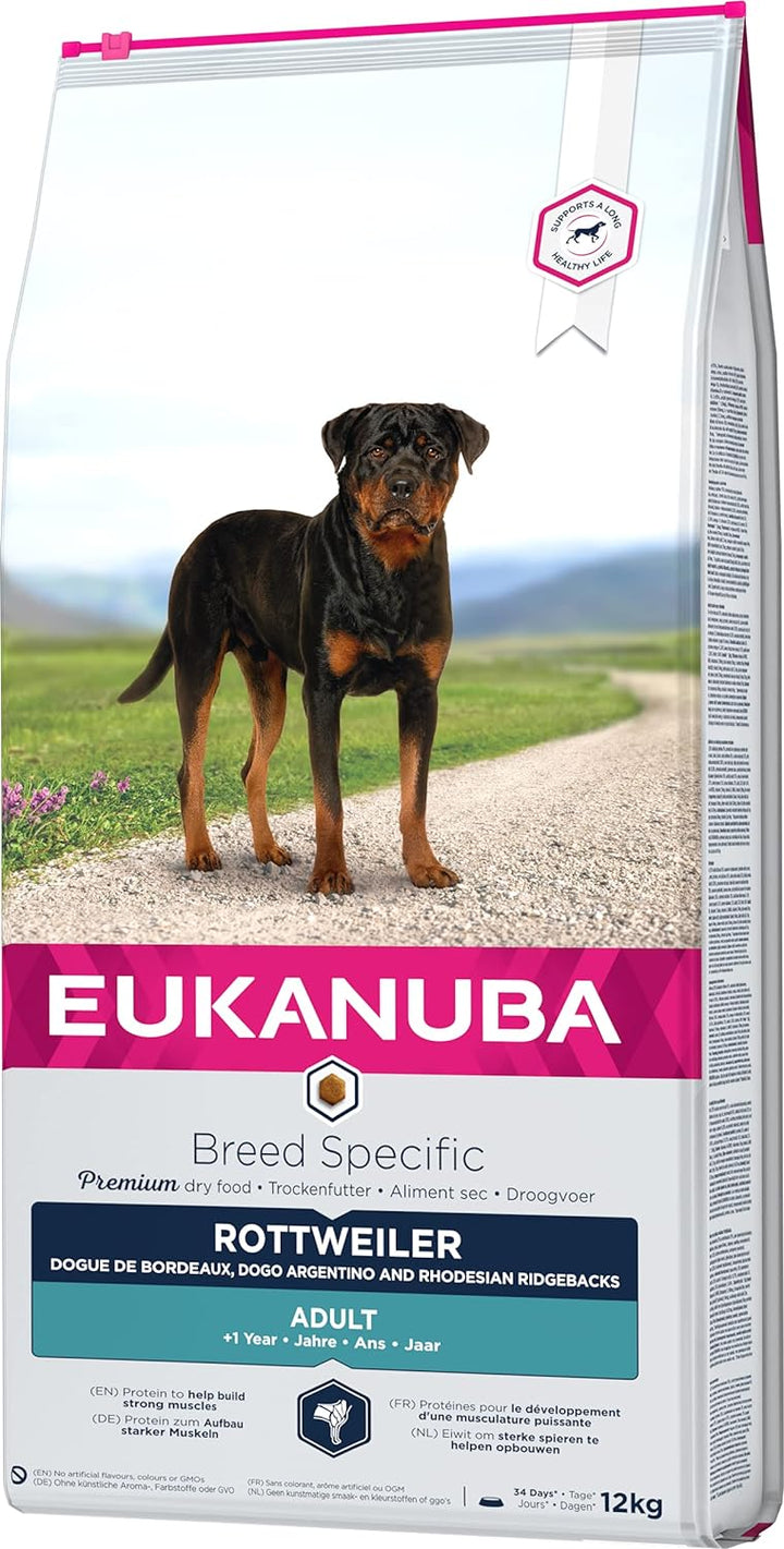 Eukanuba Breed Specific Rottweiler Trockenfutter - optimal auf die Rasse abgestimmtes Premium Hundef