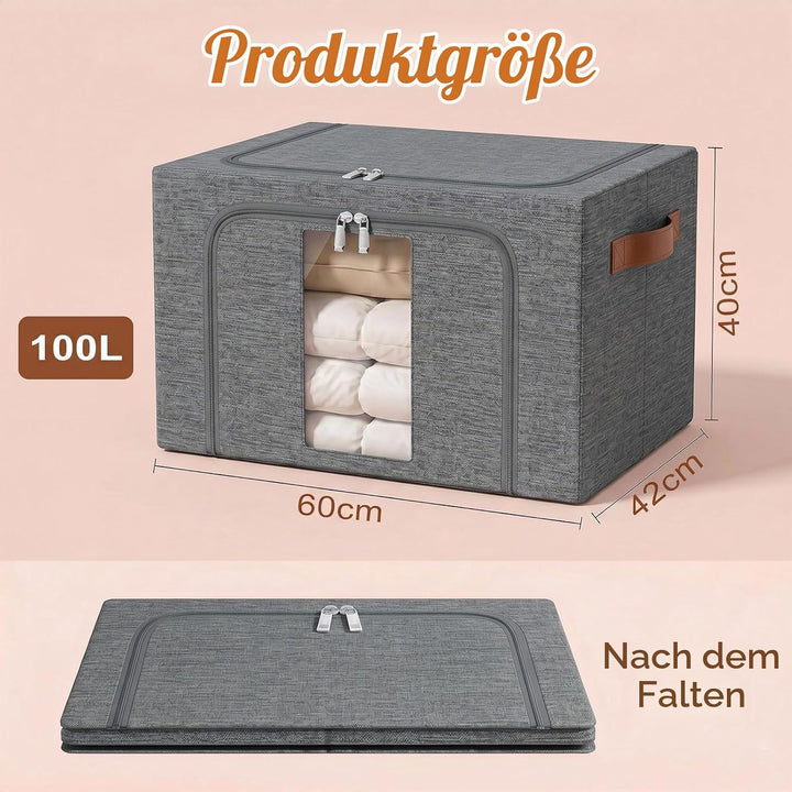 Kleidung Aufbewahrungstasche Faltbar Metallrahmen: Stapelbare Aufbewahrungsbox mit Deckel für die Kl