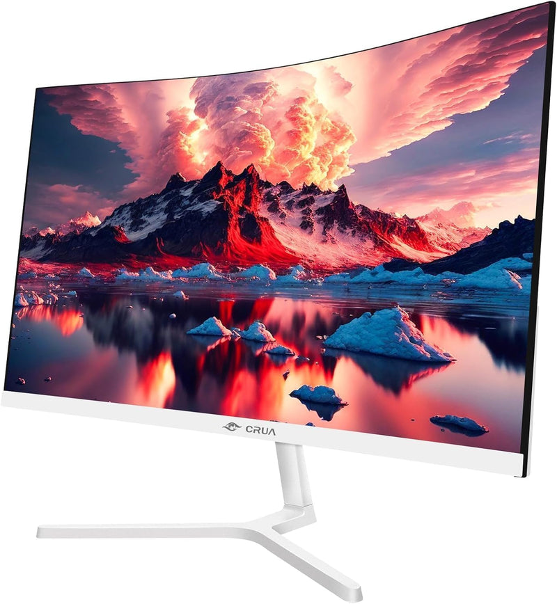 CRUA 24 Zoll Curved-Monitor White FHD (1920×1080p) 2800R 100 Hz 95% sRGB-Farbraum, Computermonitore,