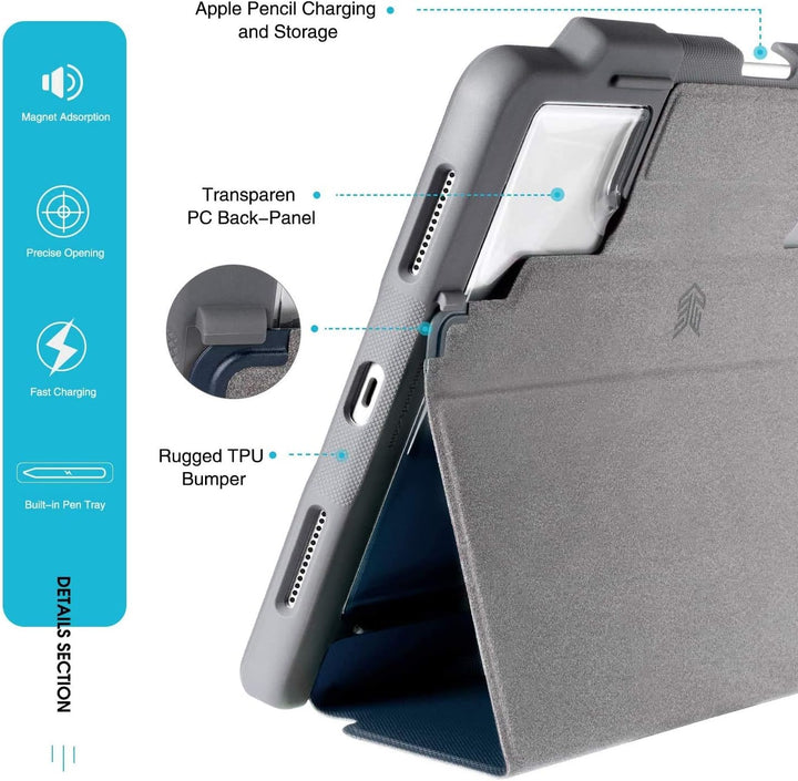STM Bags Dux Plus Case Folio Schutzhülle für Apple 12,9" iPad Pro (2018) - blau/transparent [Lädt Ap