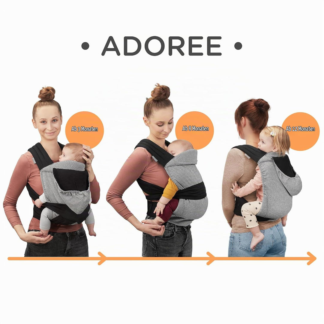 Kindekraft ADOREE Babytrage ab 3 Monate, Ergonomische Mei Tei, Verstellbare, 2 Tragemöglichkeiten: B