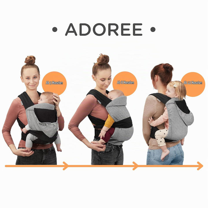 Kindekraft ADOREE Babytrage ab 3 Monate, Ergonomische Mei Tei, Verstellbare, 2 Tragemöglichkeiten: B