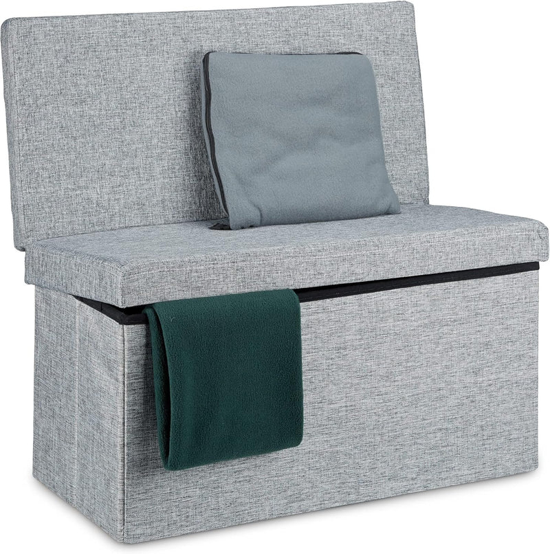 Relaxdays Faltbarer Sitzhocker mit Lehne L HBT 73 x 76 x 38 cm Sitzbank und stabiler Sitzcube als Fu