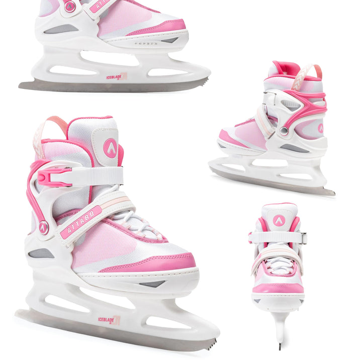 ATTABO Kinder Eiskunstlauf Schlittschuhe mit 5-stufiger Grössenverstellung | Warm gefüttert, stabil