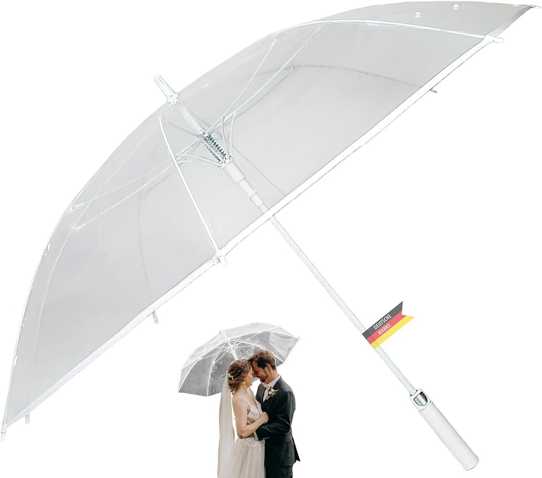 Montagsliebe® Stockschirm XXL Regenschirm transparent Hochzeit Partnerschirm Ø124cm gross durchsicht
