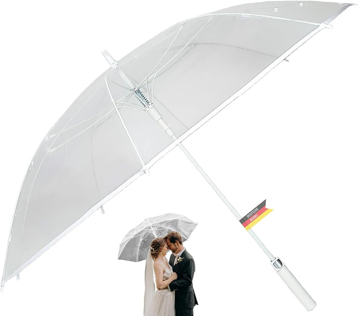 Montagsliebe® Stockschirm XXL Regenschirm transparent Hochzeit Partnerschirm Ø124cm gross durchsicht