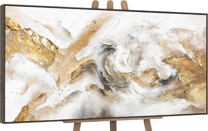 YS-Art XXL Design Abstrakt Acryl Gemälde auf Leinwand mit Rahmen Konsonanz handgemalte Wandbilder Wo