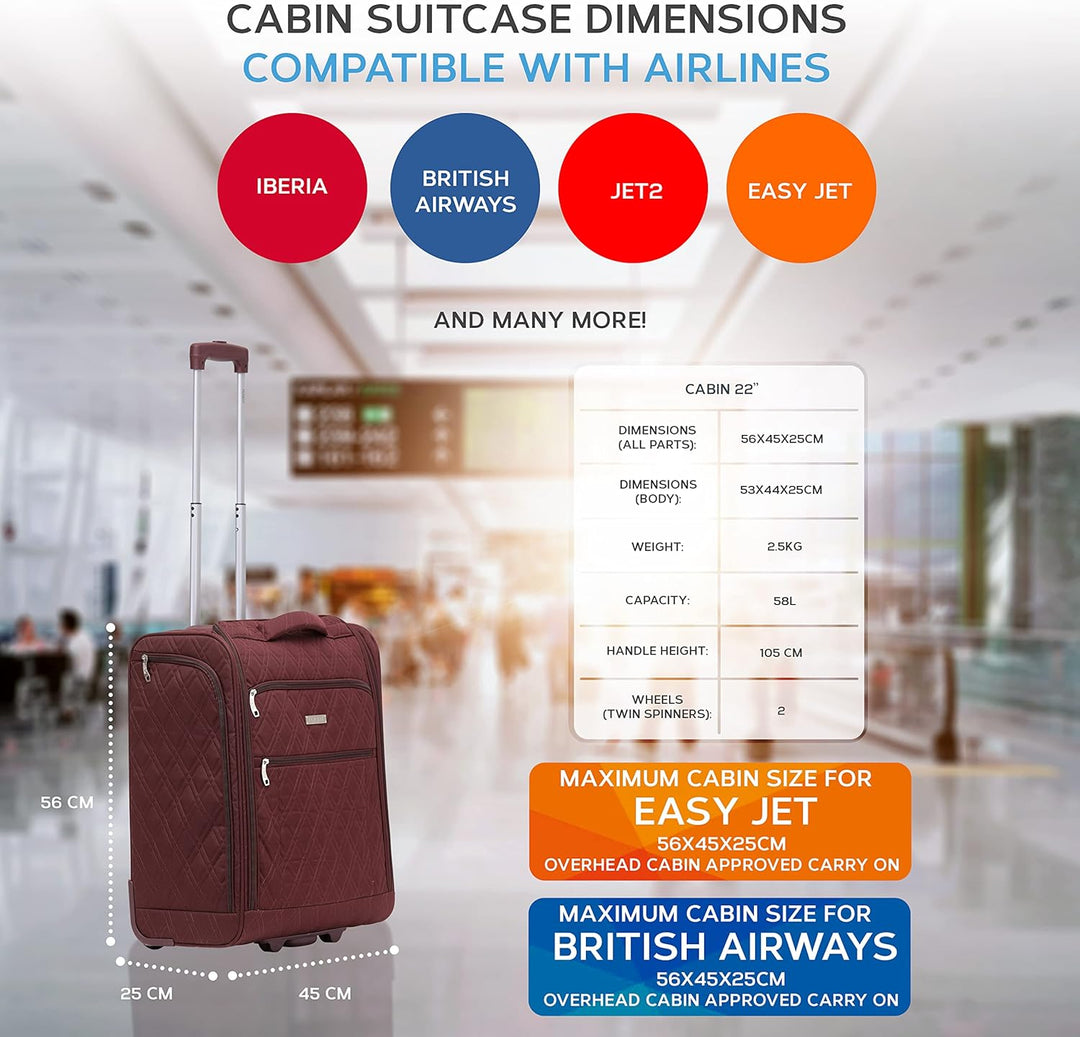 Flight Knight 56x45x25cm easyJet & British Airways Large Carry On Approved & Tested Maximum Size Han