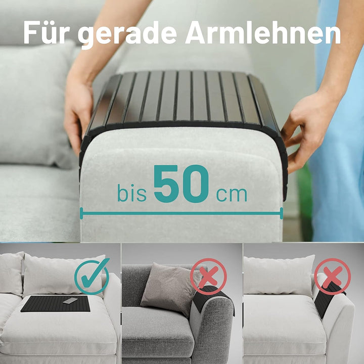 D&D Living Sofatablett - Couch Ablage flexibel für Armlehne aus natürlichem Holz | Tablett für Sofa,