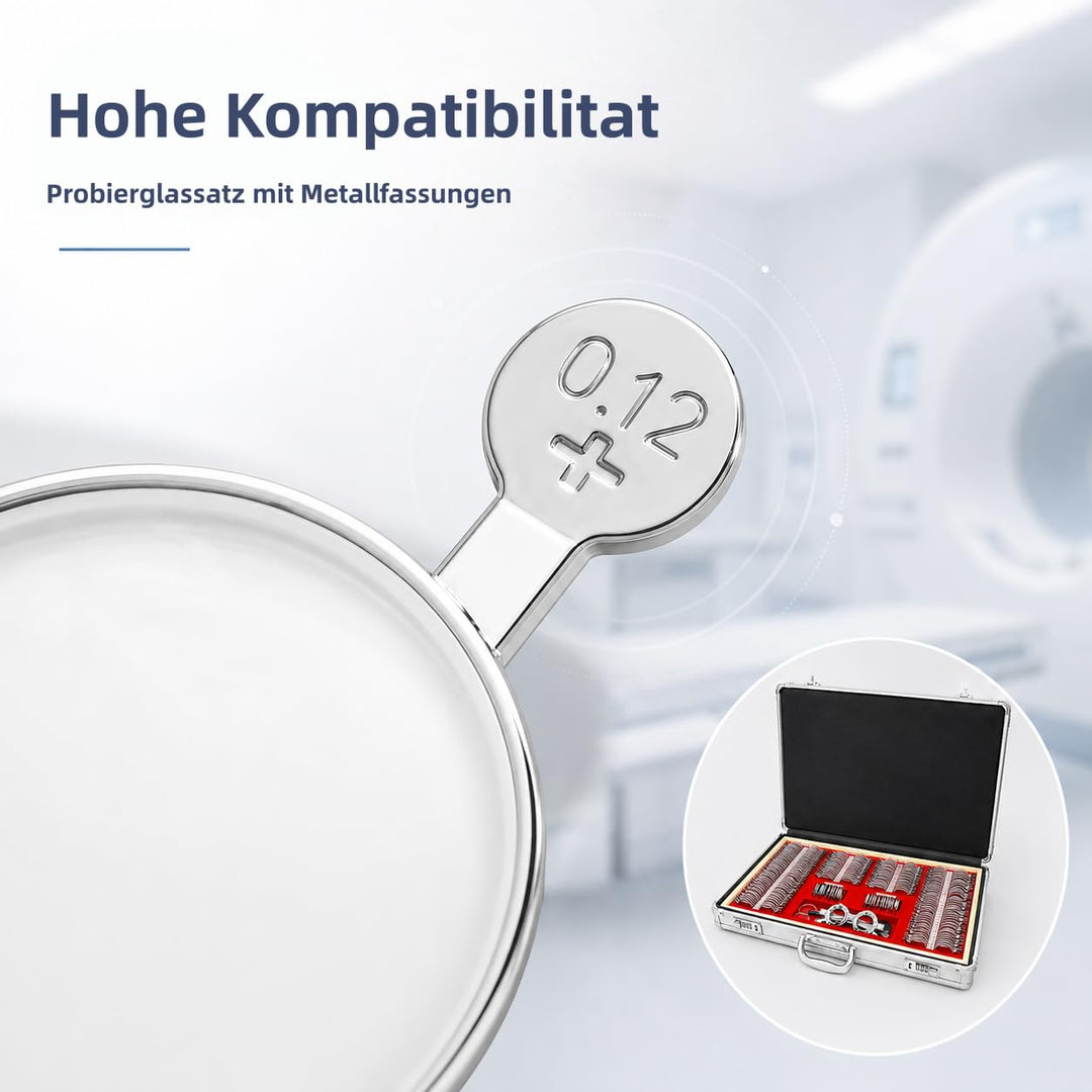Optometrie-Set 266 Testlinsen Metall-Messbrille mit Prismen Refraktion für Klinik Optiker Sehtest MR